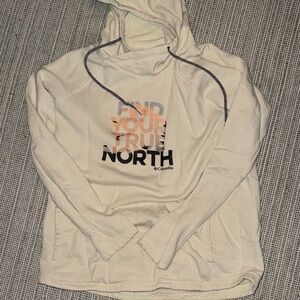 Columbia Cream Graphic Hoodie with Multicolor Text